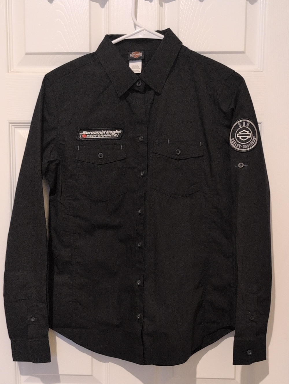 Harley-Davidson Black Long-Sleeve Shirt Jacket with Logo Patches
